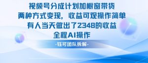 新玩法，视频号分成计划+橱窗带货，有人当天做出了2348的收益|淘骐网赚资源库