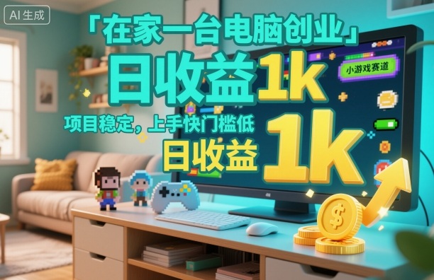 在家一台电脑创业,小游戏赛道,项目稳定,上手快门槛低,日收益1k+【揭秘】|淘骐网赚资源库