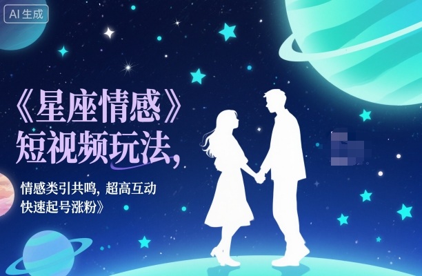星座情感短视频玩法，情感类引共鸣，超高互动，快速起号涨粉|淘骐网赚资源库