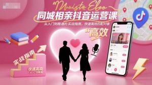 同城相亲抖音运营课,从入门到精通的实战指南,快速高效匹配对象|第一资源库