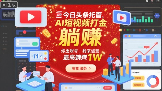今日头条托管,AI短视频打金,你出账号,我来运营,最高躺賺1W【揭秘】|淘骐网赚资源库