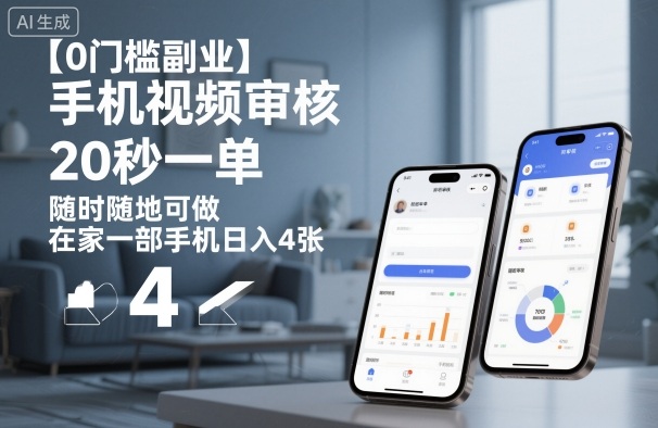 【0门槛副业】手机视频审核,20秒一单,随时随地可做,在家一部手机日入4张【揭秘】|淘骐网赚资源库