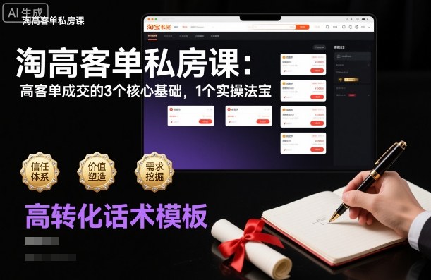 淘高客单私房课：高客单成交的3个核心基础，1个实操法宝|淘骐网赚资源库