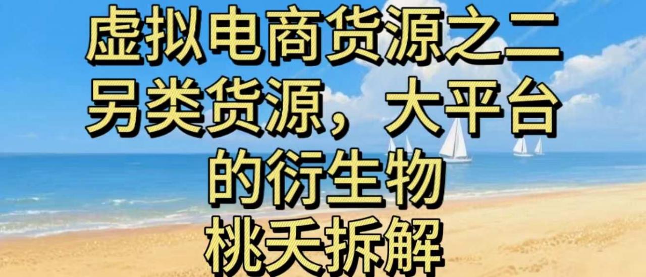 虚拟电商之二—另类的货源，大平台的衍生物|淘骐网赚资源库