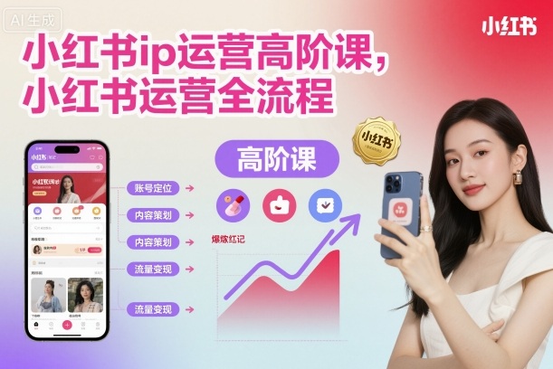 小红书ip运营高阶课,小红书运营全流程|淘骐网赚资源库