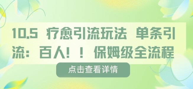 疗愈引流玩法,单条引流百人,保姆级全流程|淘骐网赚资源库