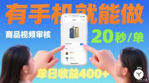 20秒做一单!商品视频审核项目,有手机就可以做,随时随地不限地方不限时间,单日收益4张【揭秘】|淘骐网赚资源库
