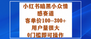 小红书暗黑小众情感赛道,客单价100-300+用户量很大,0门槛即可操作|淘骐网赚资源库