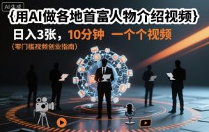 用AI做各地首富人物介绍视频，日入3张，10分钟一个视频|淘骐网赚资源库