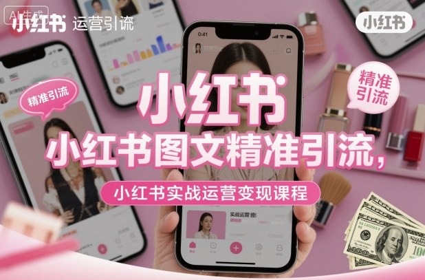 小红书图文精准引流,小红书实战运营变现课程|淘骐网赚资源库