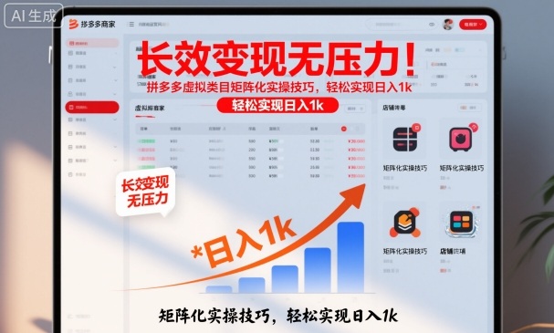 长效变现无压力!拼多多虚拟类目矩阵化实操技巧,轻松实现日入1k【揭秘】|淘骐网赚资源库