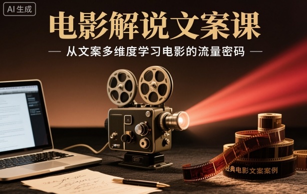 电影解说文案课,从文案多维度学习电影的流量密码|淘骐网赚资源库