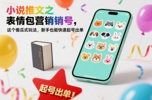 小说推文之表情包营销号,这个傻瓜式玩法,新手也能快速起号出单|淘骐网赚资源库