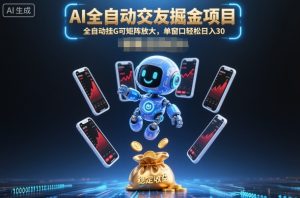 AI全自动交友掘金项目，全自动挂G可矩阵放大，单窗口轻松日入30+【揭秘】|淘骐网赚资源库