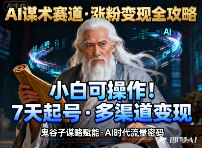 AI谋术赛道,涨粉快速,变现方式多样,小白可操作|淘骐网赚资源库