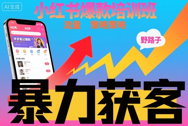 小红书爆款培训班,小红书获客野路子流量打法,暴力持续获客|淘骐网赚资源库