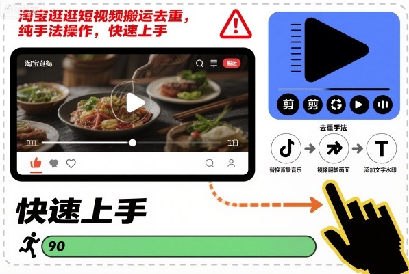 淘宝逛逛短视频搬运去重,纯手法操作,快速上手|淘骐网赚资源库