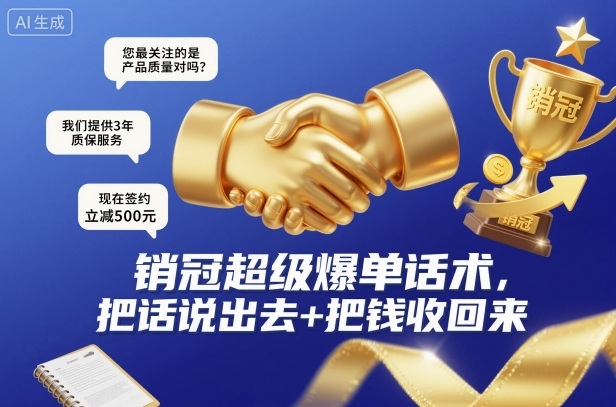 销冠超级爆单话术,把话说出去+把钱收回来|淘骐网赚资源库