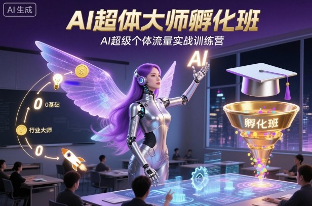 AI超体大师孵化班,AI超级个体流量实战训练营|淘骐网赚资源库