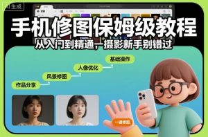 手机修图保姆级教程,从入门到精通,摄影新手别错过|淘骐网赚资源库
