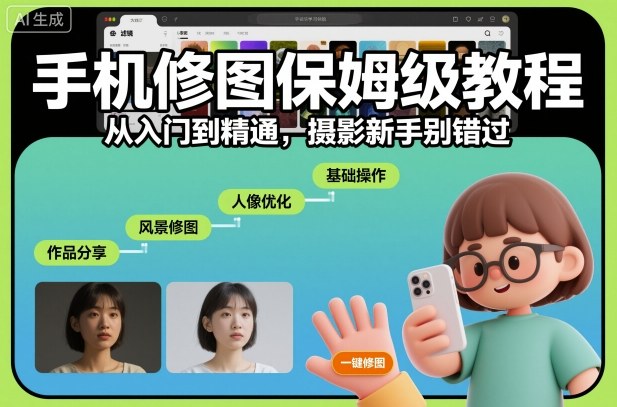 手机修图保姆级教程,从入门到精通,摄影新手别错过|淘骐网赚资源库