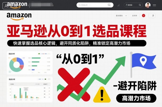 亚马逊从0到1选品课程,快速掌握选品核心逻辑,避开同质化陷阱,精准锁定高潜力市场|淘骐网赚资源库