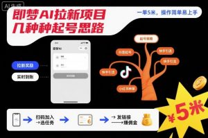 即梦AI拉新项目几种起号思路，一单5米，操作简单易上手|淘骐网赚资源库