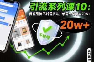 引流系列课10:闲鱼引流不封号玩法,单号单日曝光20w+|淘骐网赚资源库