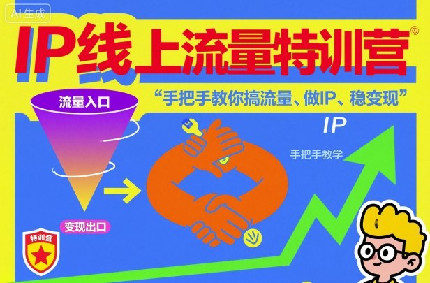 IP线上流量特训营,手把手教你搞流量、做IP、稳变现|淘骐网赚资源库