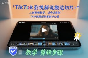 TikTok影视解说搬运切片+二创剪辑教学,过中过原创,TK中视频创作者新手必看|淘骐网赚资源库