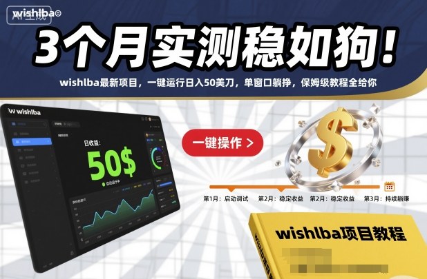 3个月实测稳如狗！wishlba最新项目，一键运行日入50美刀，单窗口躺挣，保姆级教程全给你【揭秘】|淘骐网赚资源库