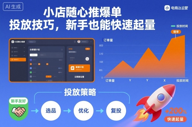 小店随心推爆单投放技巧,新手也能快速起量|淘骐网赚资源库