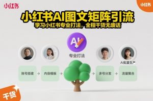 小红书AI图文矩阵引流,学习小红书专业打法,全程干货无废话|淘骐网赚资源库