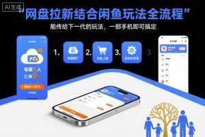 网盘拉新结合闲鱼玩法全流程，能传给下一代的玩法，一部手机即可搞定（附入口渠道以及实操教程）|淘骐网赚资源库