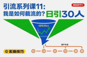 引流系列课11:我是如何截流的?日引30人【文档】|淘骐网赚资源库