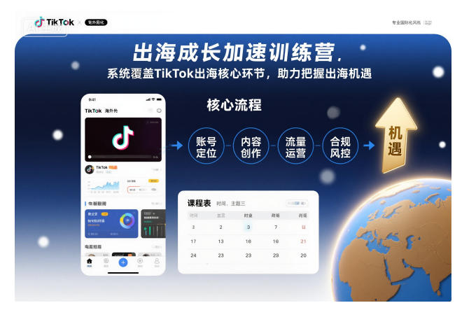出海成长加速训练营，系统覆盖TikTok出海核心环节，助力把握出海机遇（更新）|淘骐网赚资源库