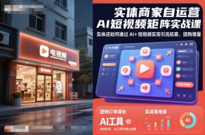 实体商家自运营AI短视频矩阵实战课,实体店如何通过AI+短视频实现引流拓客、团购增量|淘骐网赚资源库