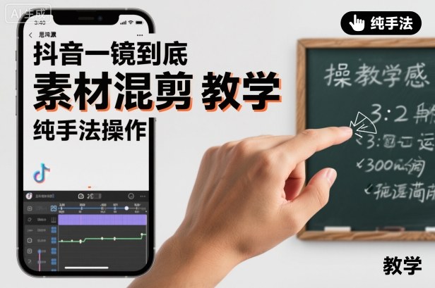 抖音一镜到底素材混剪教学，纯手法操作|淘骐网赚资源库