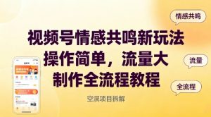 视频号情感共鸣新玩法，操作简单，流量大，制作全流程教程|淘骐网赚资源库