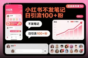 引流系列课14：小红书不发笔记日引流100+粉|淘骐网赚资源库