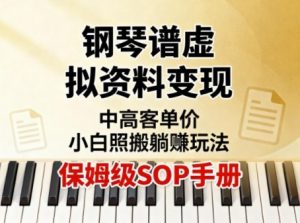 小红书钢琴谱虚拟资料变现,中高客单价,小白照搬的“躺賺”玩法【保姆级SOP手册】|淘骐网赚资源库
