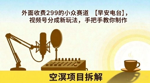 外面收费299的小众赛道【早安电台】，视频号分成新玩法，手把手教你制作|淘骐网赚资源库