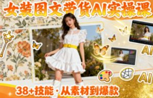 女装图文带货的AI实操课,覆盖38个实用技能,快速提升素材制作效率|淘骐网赚资源库