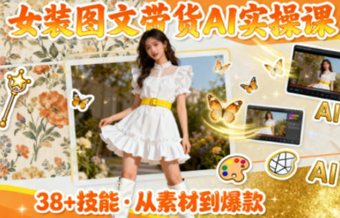 女装图文带货的AI实操课,覆盖38个实用技能,快速提升素材制作效率|淘骐网赚资源库