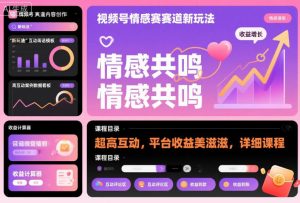 视频号情感赛道新玩法，超高互动，平台收益美滋滋，详细课程|淘骐网赚资源库