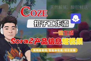 Coze扣子智能体工作流一键生成“SORA2产品信息“短视频,全流程保姆级教学|淘骐网赚资源库