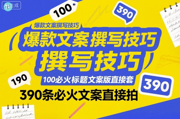 爆款文案撰写技巧,100个必火标题文案模版直接套,390条必火文案直接拍|淘骐网赚资源库
