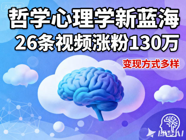 短视频新蓝海,哲学心理学赛道,26条视频涨粉130W,变现方式多样|淘骐网赚资源库