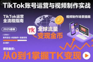 2025最新TikTok账号运营与视频制作实战全流程,从0到1掌握TK变现(含11月最新TK搬运技术)|淘骐网赚资源库