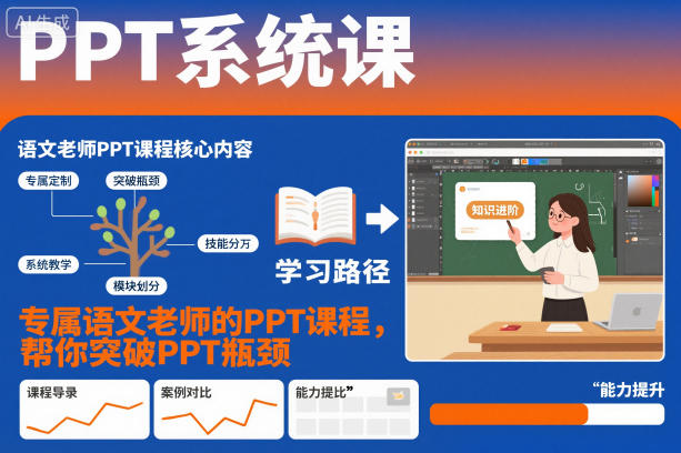 PPT系统课,专属语文老师的PPT课程,帮你突破PPT瓶颈|淘骐网赚资源库